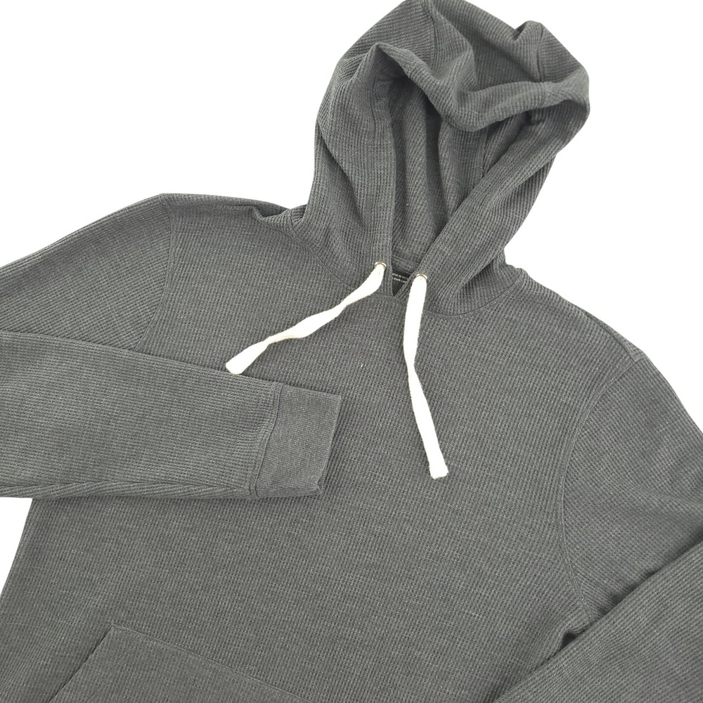 Rhone Hoodie Mens Small Gray Waffle Knit Pullover Kangaroo Pocket Casual